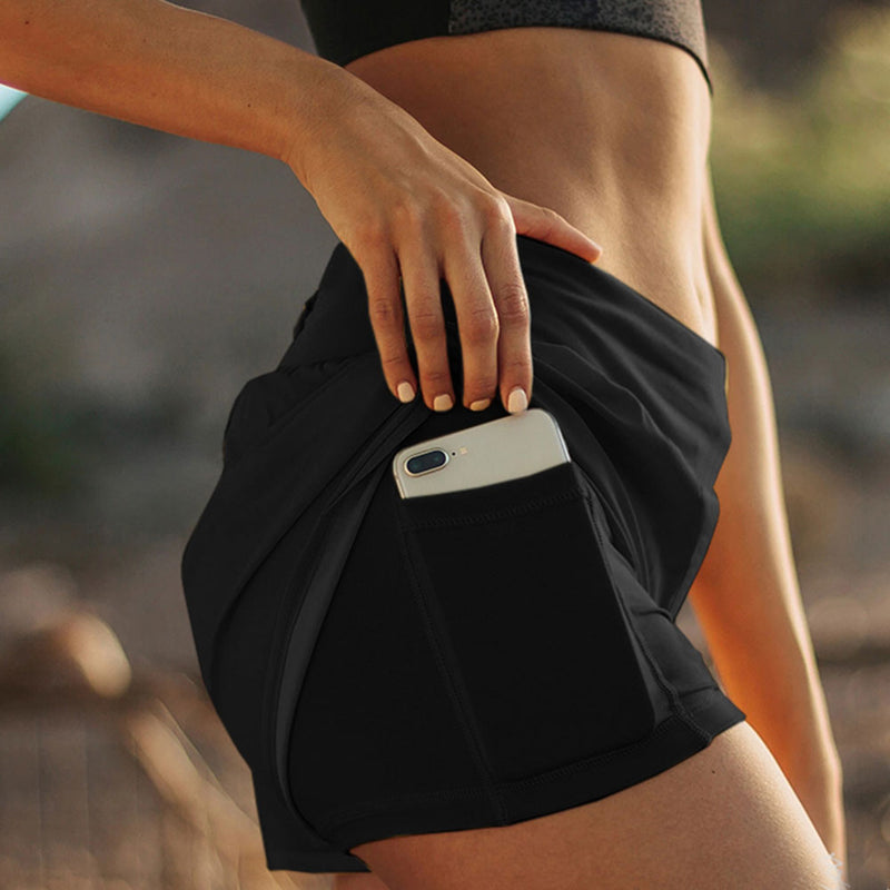 Double Layered Sports Shorts With Pockets