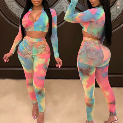 Two Piece Crop Top Pants Set